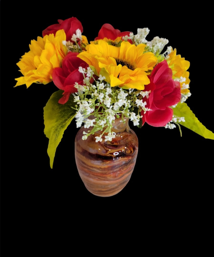 Red Multicolor Resin Glass Vase