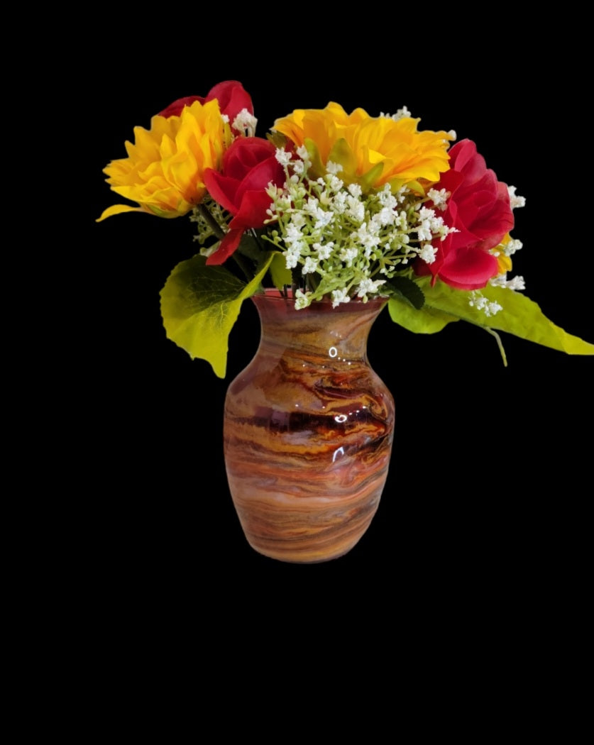 Red Multicolor Resin Glass Vase